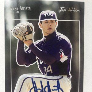 2007 Just Rookies Jake Arrieta Signed Card Chicago Baltimore TCU MLB-Horned Frog